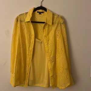 Boston Proper button up blouse with tank top under shirt